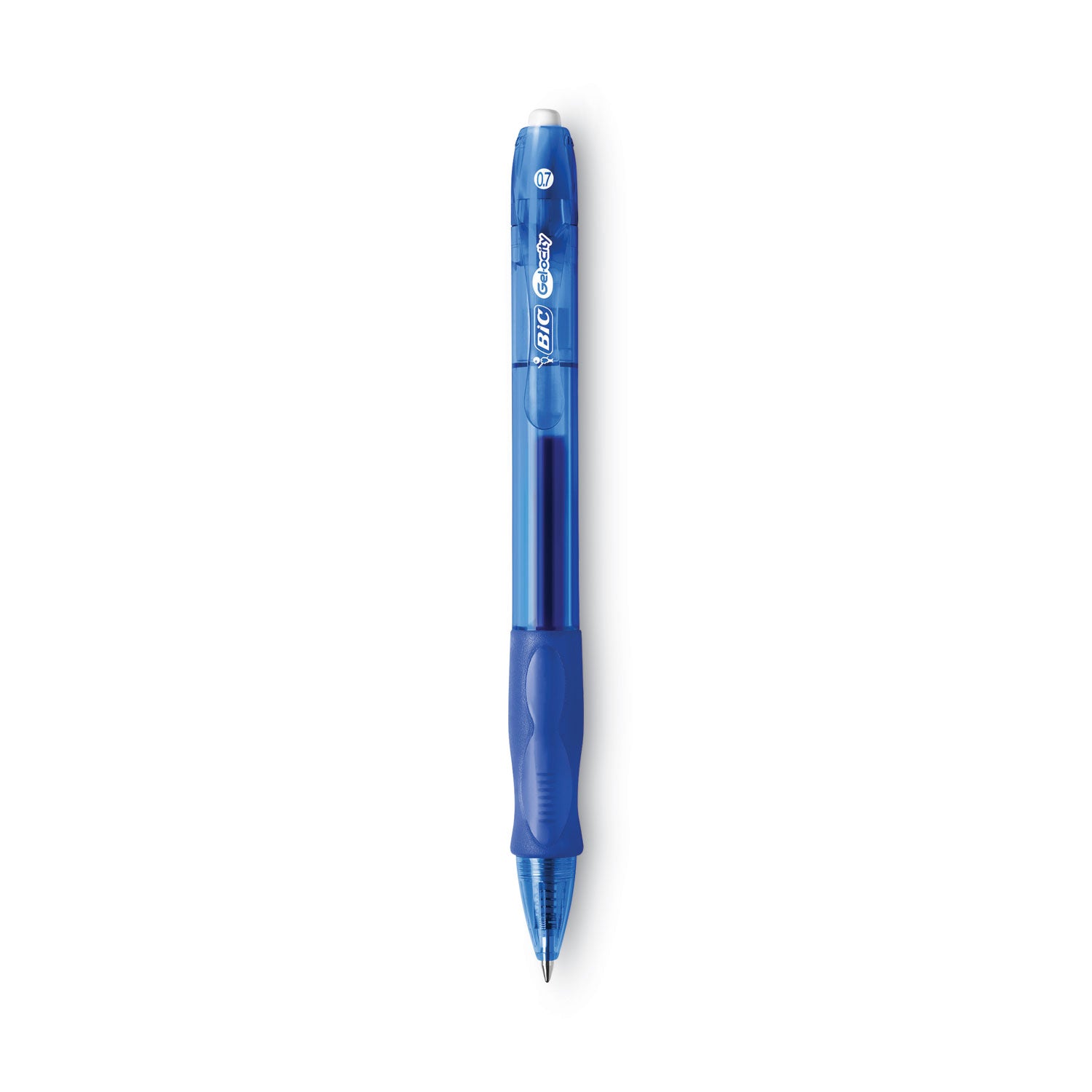 BIC Gel-ocity Gel Pen, Retractable, Medium 0.7 mm, Blue Ink, Translucent Blue Barrel, Dozen (RLC11BE)