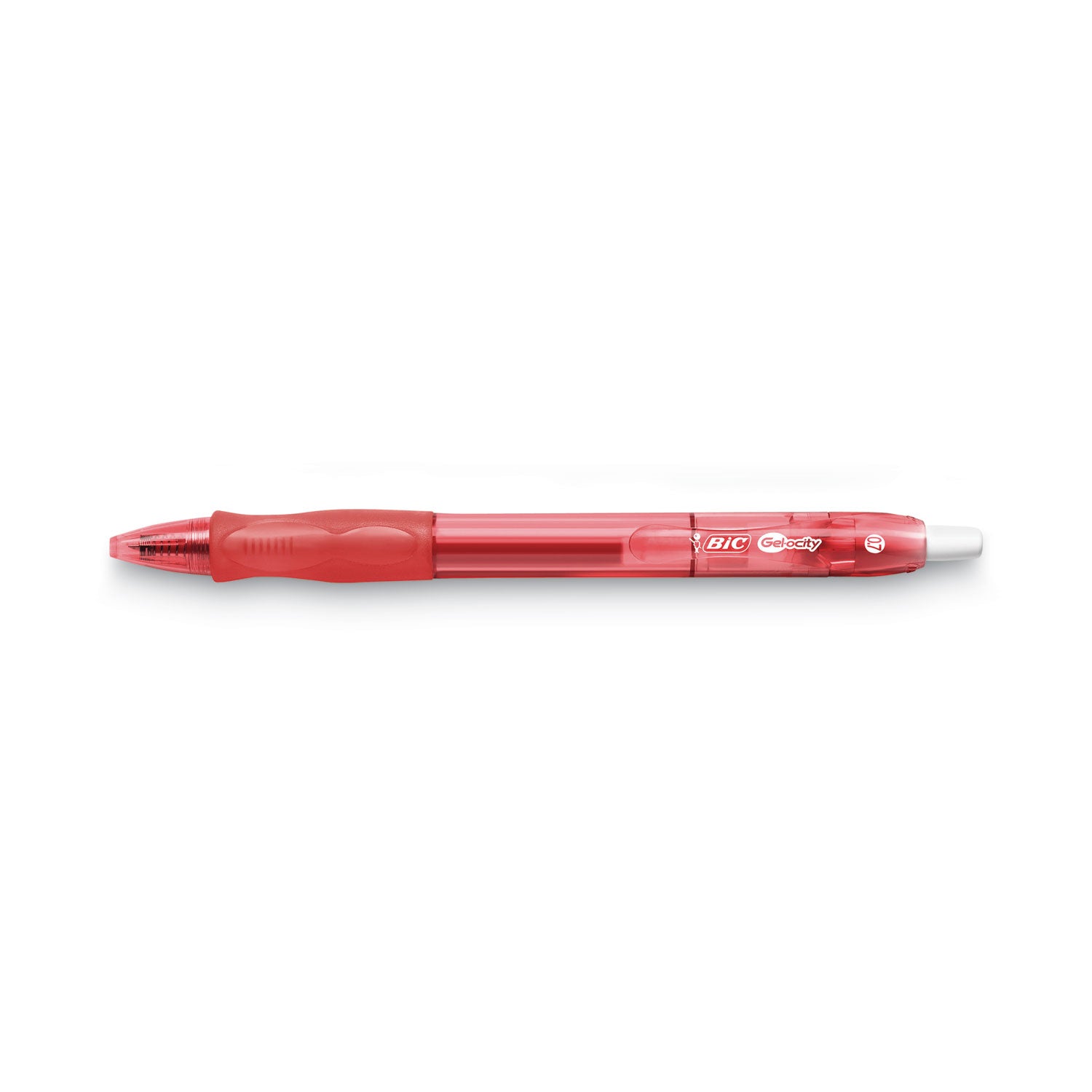 BIC Gel-ocity Gel Pen, Retractable, Medium 0.7 mm, Red Ink, Translucent Red Barrel, Dozen (RLC11RD)