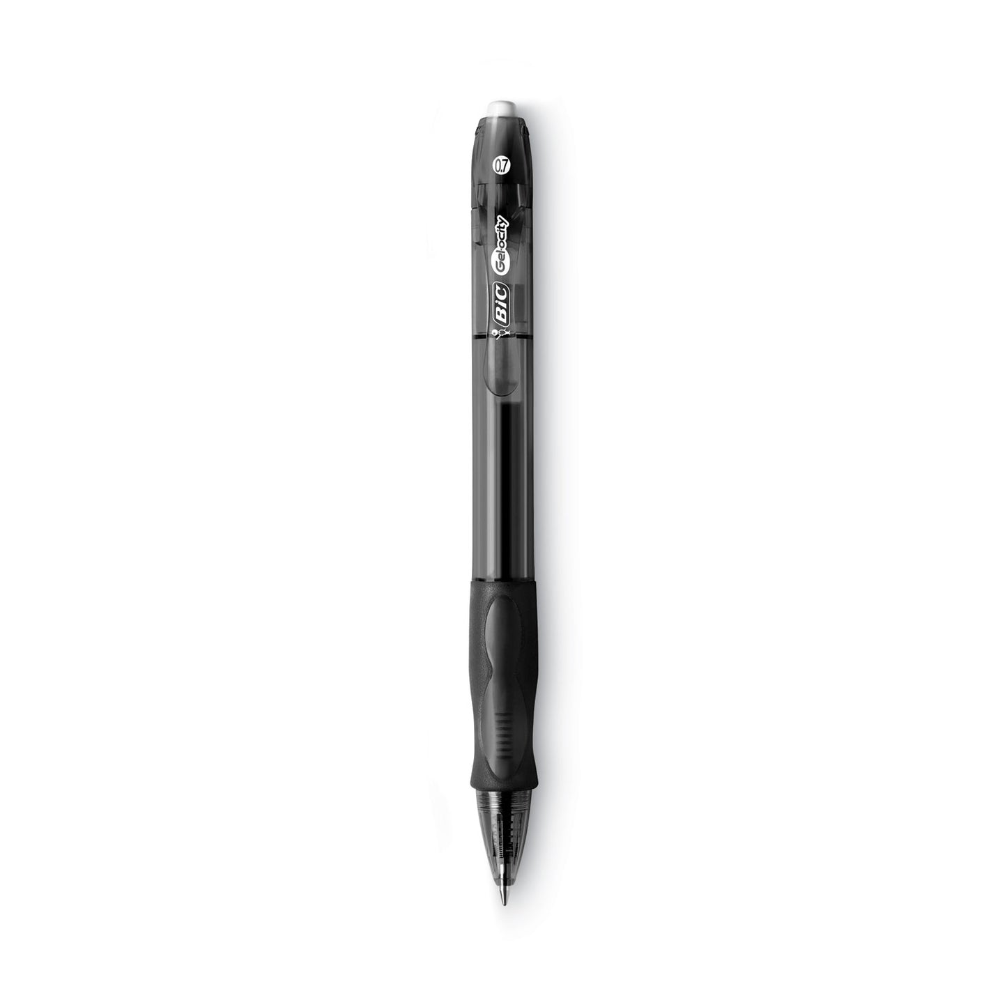 BIC Gel-ocity Gel Pen Value Pack, Retractable, Medium 0.7 mm, Black Ink, Clear/Black Barrel, 24/Pack (RLC241BK)