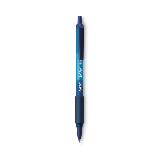 BIC Soft Feel Ballpoint Pen, Retractable, Medium 1 mm, Blue Ink, Blue Barrel, Dozen (SCSM11BE)