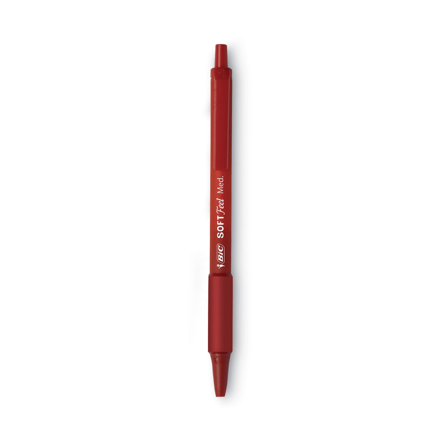 BIC Soft Feel Ballpoint Pen, Retractable, Medium 1 mm, Red Ink, Red Barrel, Dozen (SCSM11RD)