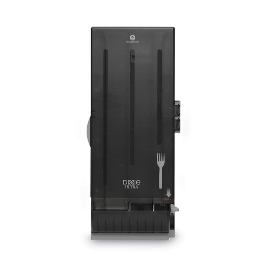 Dixie SmartStock Mediumweight Polystyrene Dispenser, Holds 120 Forks, 10 x 8.78 x 24.75, Translucent Black (SSFD120)