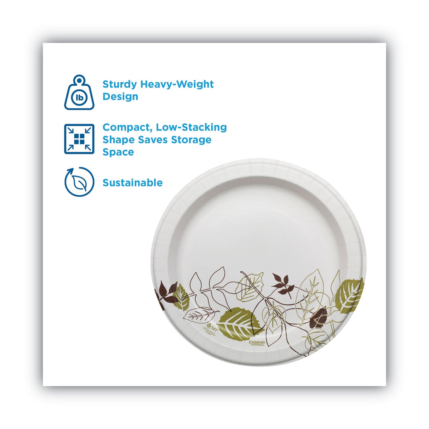 Dixie Pathways Soak Proof Shield Heavyweight Paper Plates, 10.13" dia, Green/Burgundy, 125/Pack (SXP10PATHPK)