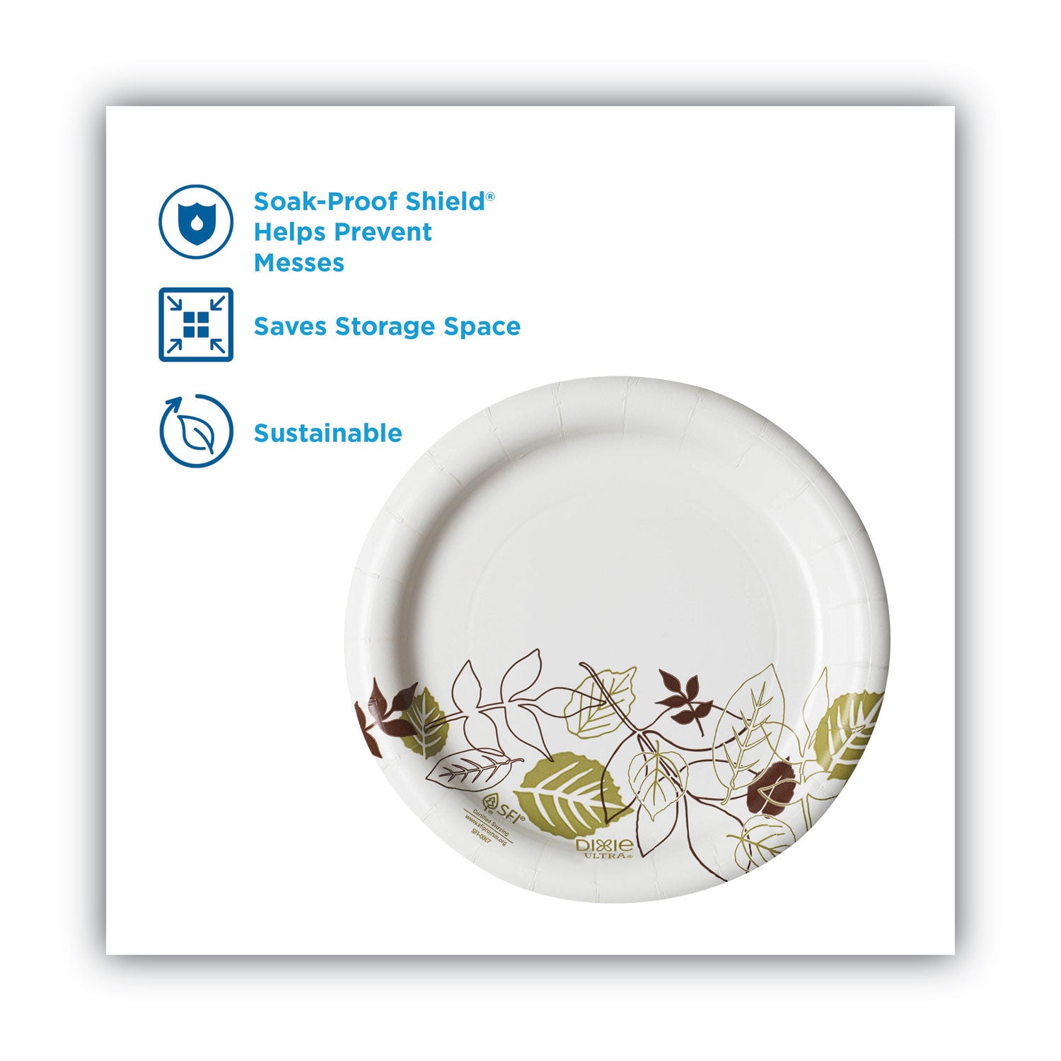 Dixie Pathways Soak-Proof Shield Mediumweight Paper Plates, WiseSize, 6.87" dia, Green/Burgundy, 500/Carton (UX7WS)