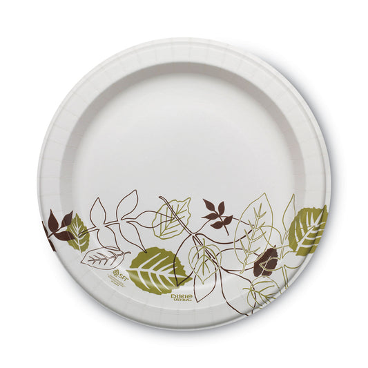 Dixie Pathways Soak Proof Shield Heavyweight Paper Plates, 10.13" dia, Green/Burgundy, 125/Pack (SXP10PATHPK)