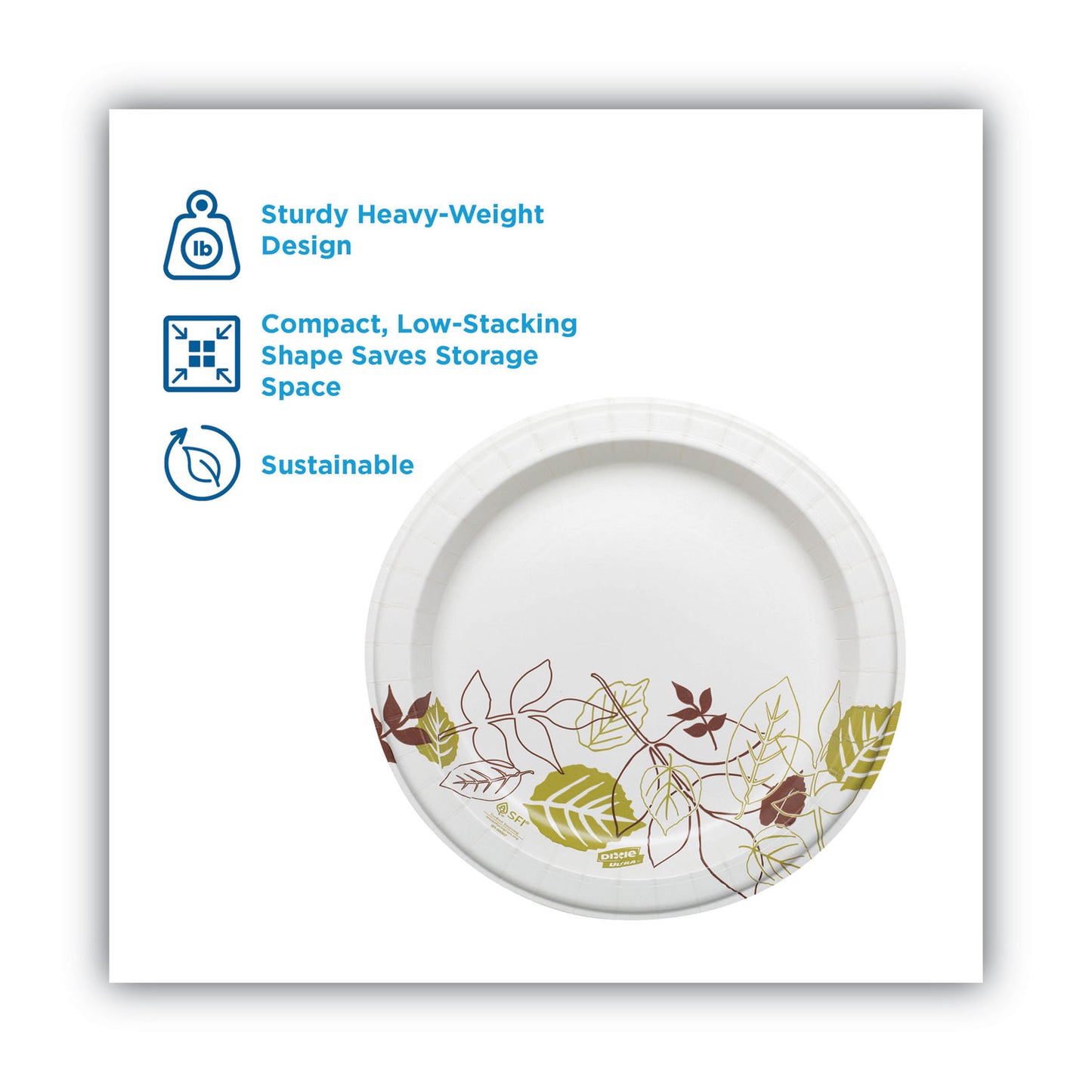 Dixie Pathways Soak Proof Shield Heavyweight Paper Plates, 8.5" dia, Green/Burgundy, 125/Pack (SXP9PATHPK)