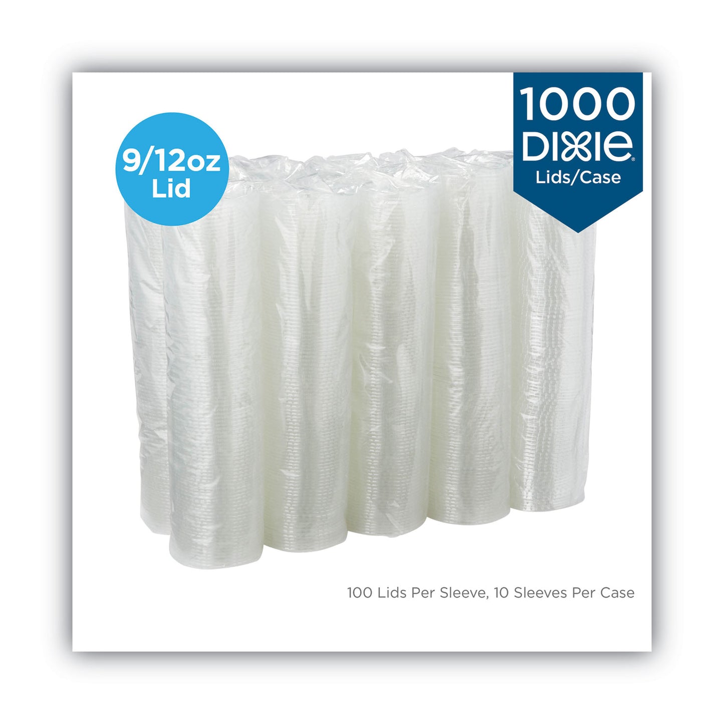 Dixie Cold Drink Cup Lids, Fits 9 oz to 12 oz Plastic Cold Cups, Clear, 100/Sleeve, 10 Sleeves/Carton (CL912PET)