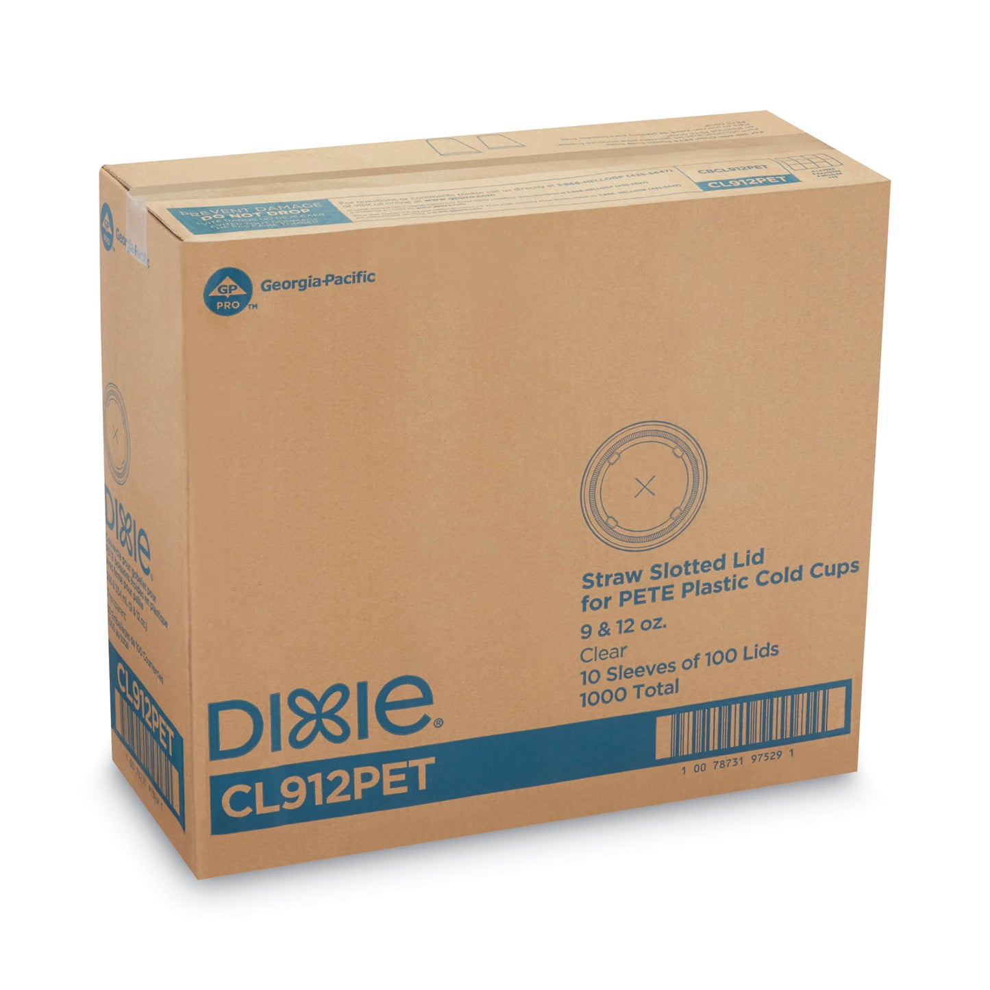 Dixie Cold Drink Cup Lids, Fits 9 oz to 12 oz Plastic Cold Cups, Clear, 100/Sleeve, 10 Sleeves/Carton (CL912PET)