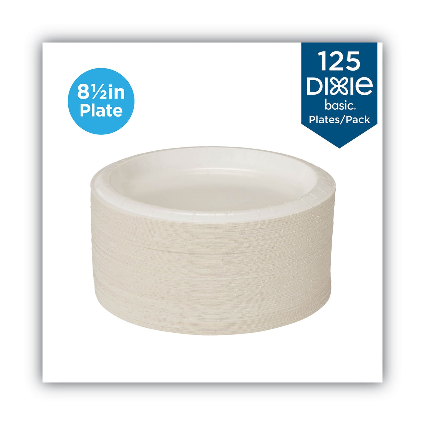 Dixie Paper Dinnerware, Plate, 8.5" dia, White, 125/Pack (DBP09W)