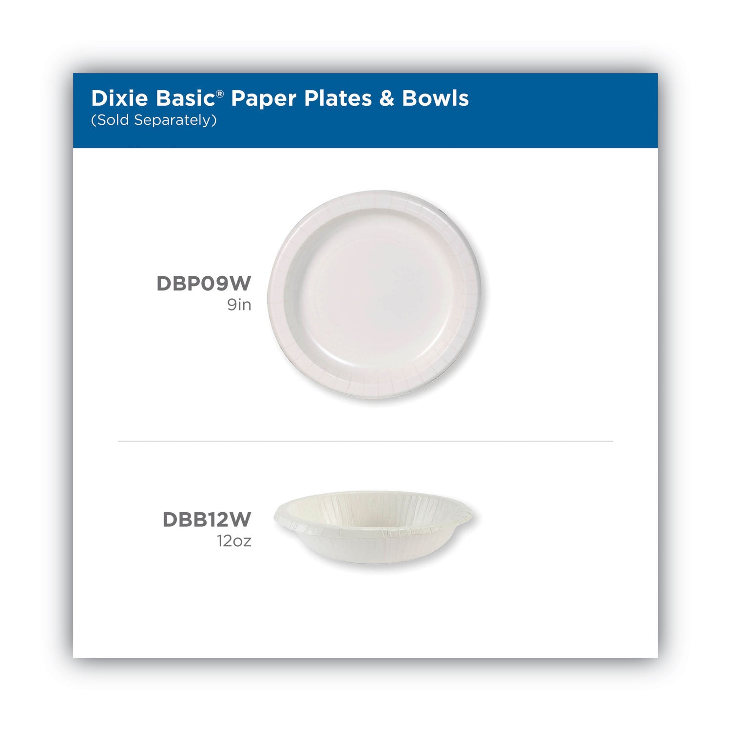 Dixie Paper Dinnerware, Plate, 8.5" dia, White, 125/Pack, 4/Carton (DBP09WCT)