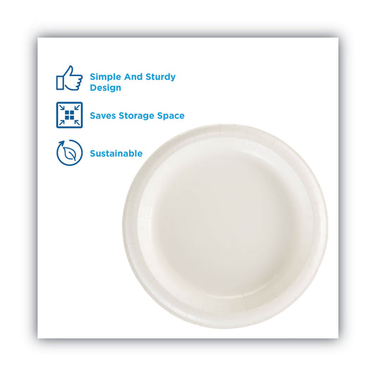 Dixie Paper Dinnerware, Plate, 8.5" dia, White, 125/Pack (DBP09W)