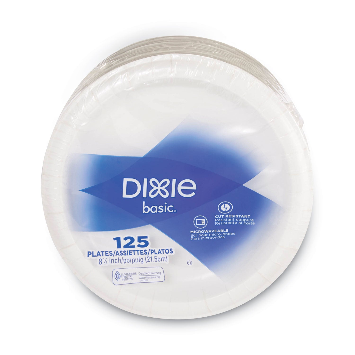 Dixie Paper Dinnerware, Plate, 8.5" dia, White, 125/Pack (DBP09W)