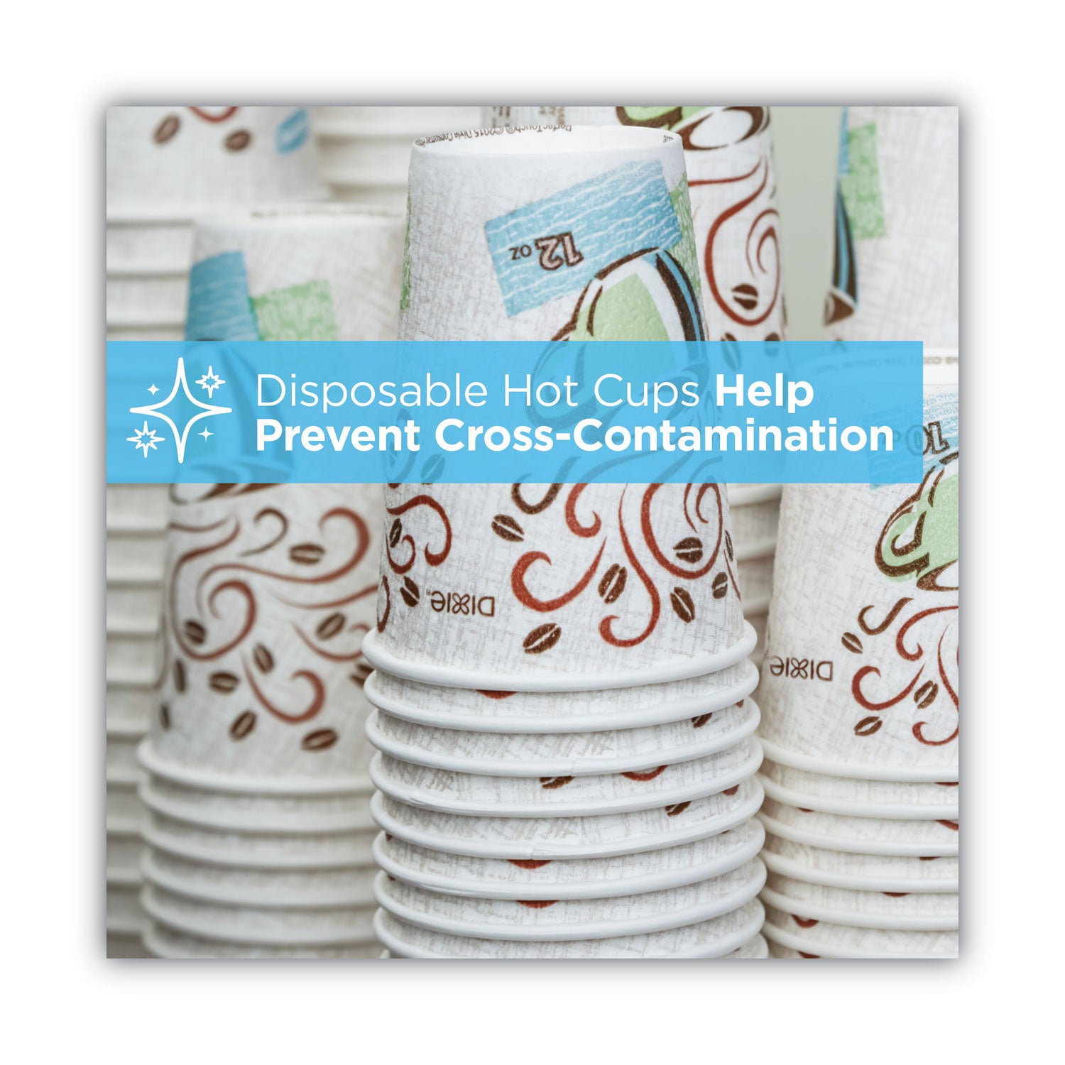 Dixie PerfecTouch Paper Hot Cups and Lids Combo, 12 oz, Multicolor, 50 Cups/Lids/Pack (5342COMBO600)