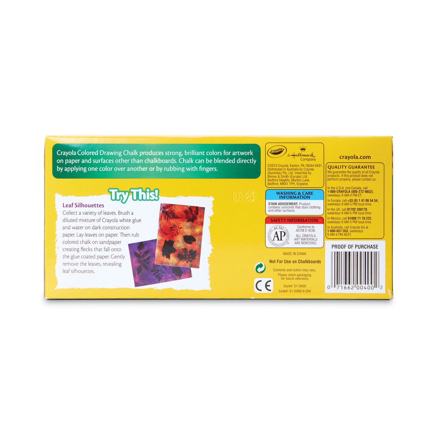 Crayola Colored Drawing Chalk, 3.19" x 0.38" Diameter, Six Each of 24 Assorted Colors, 144 Sticks/Set (510400)