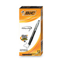 BIC Velocity Easy Glide Ballpoint Pen, Retractable, Medium 1 mm, Black Ink, Translucent Black Barrel, Dozen (VLG11BK)