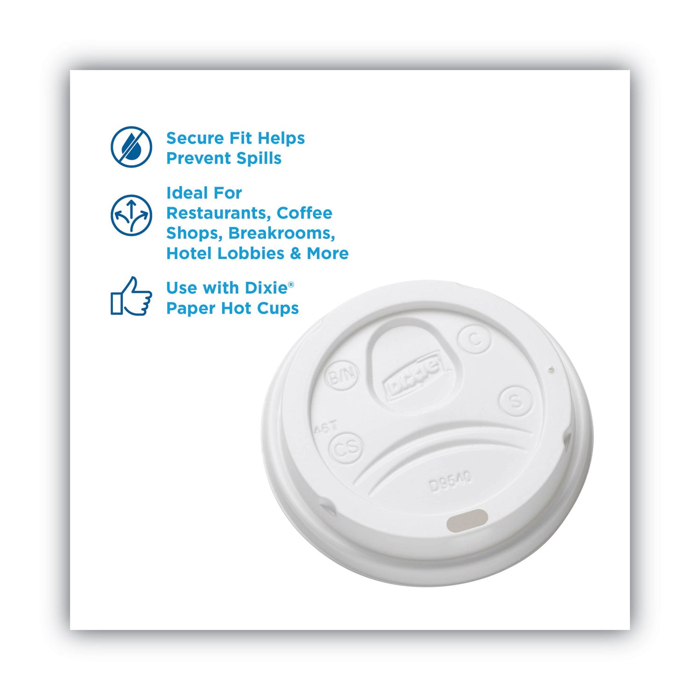 Dixie Sip-Through Dome Hot Drink Lids, Fits 10 oz Cups, White, 100/Pack (DL9540)