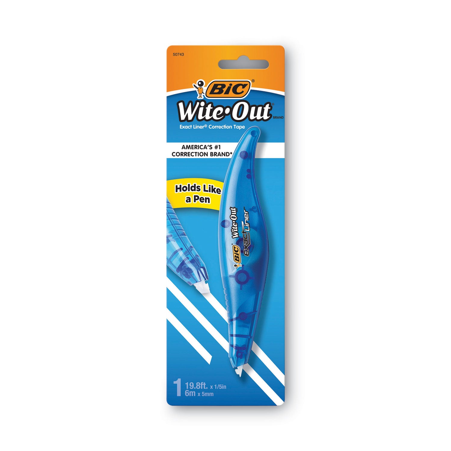 BIC Wite-Out Brand Exact Liner Correction Tape, Non-Refillable, Blue Applicator, 0.2" x 236" (WOELP11)