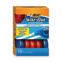 BIC Wite-Out EZ Correct Correction Tape Value Pack, Non-Refillable, Randomly Assorted Applicator Colors, 0.17" x 472", 10/Box (WOTAP10)