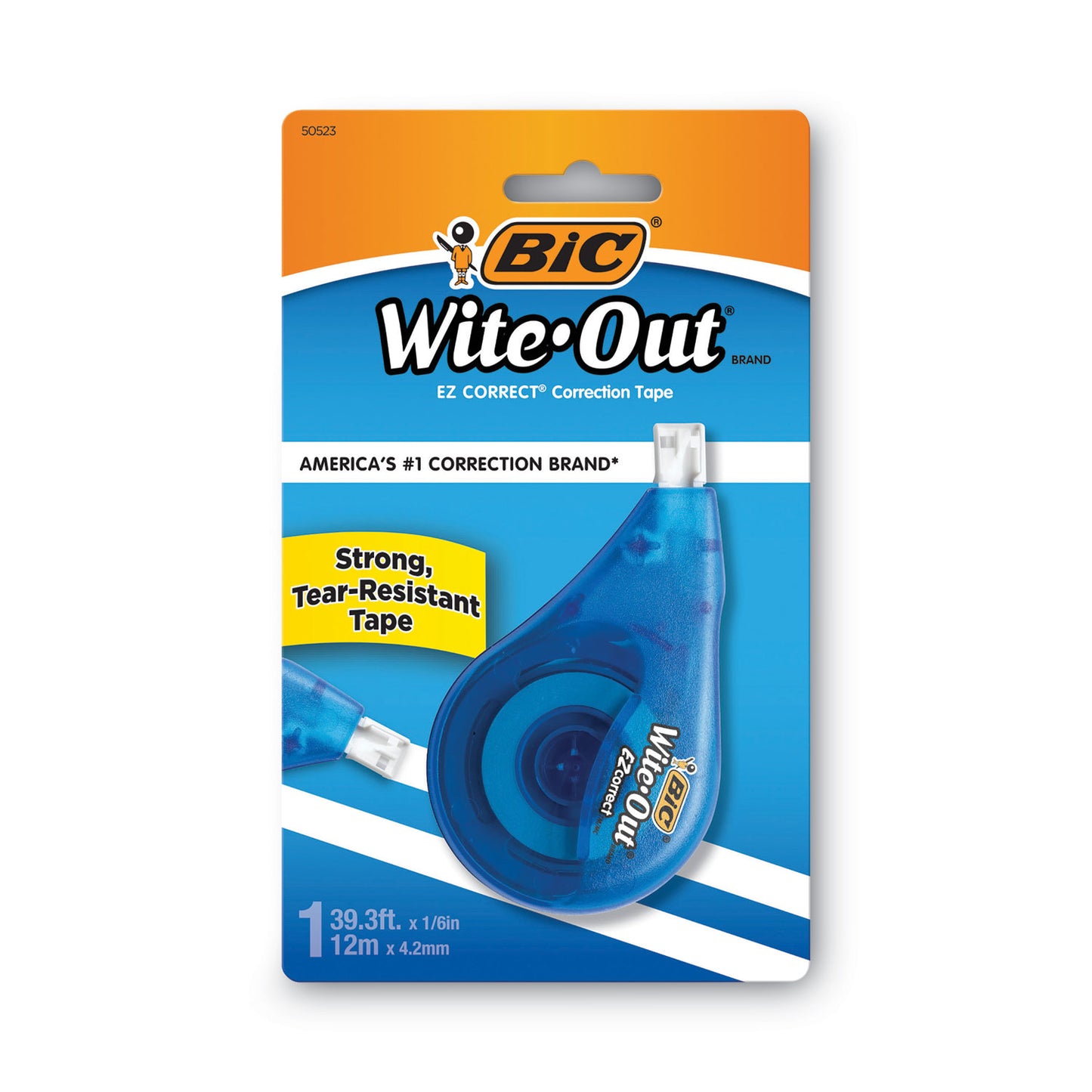 BIC Wite-Out EZ Correct Correction Tape, Non-Refillable, Randomly Assorted Applicator Colors, 0.17" x 472" (WOTAPP11)