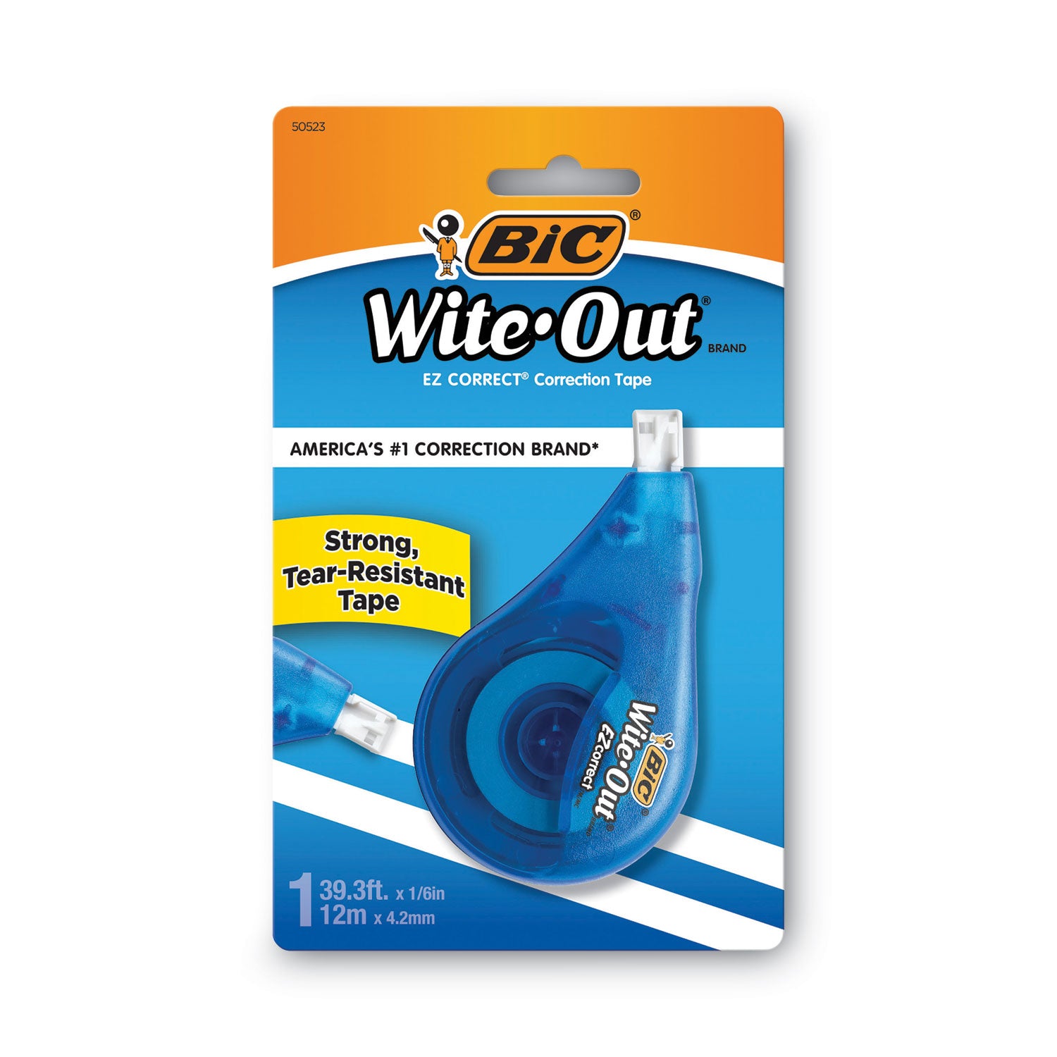 BIC Wite-Out EZ Correct Correction Tape, Non-Refillable, Randomly Assorted Applicator Colors, 0.17" x 472" (WOTAPP11)