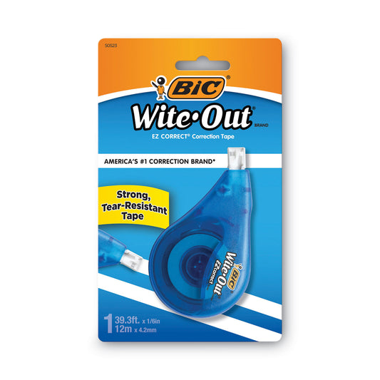BIC Wite-Out EZ Correct Correction Tape, Non-Refillable, Randomly Assorted Applicator Colors, 0.17" x 472" (WOTAPP11)