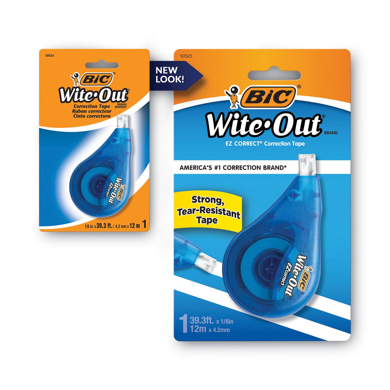 BIC Wite-Out EZ Correct Correction Tape, Non-Refillable, Randomly Assorted Applicator Colors, 0.17" x 472" (WOTAPP11)