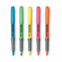 BIC Brite Liner Grip Pocket Highlighter, Assorted Ink Colors, Chisel Tip, Assorted Barrel Colors, 5/Set (GBLP51ASST)