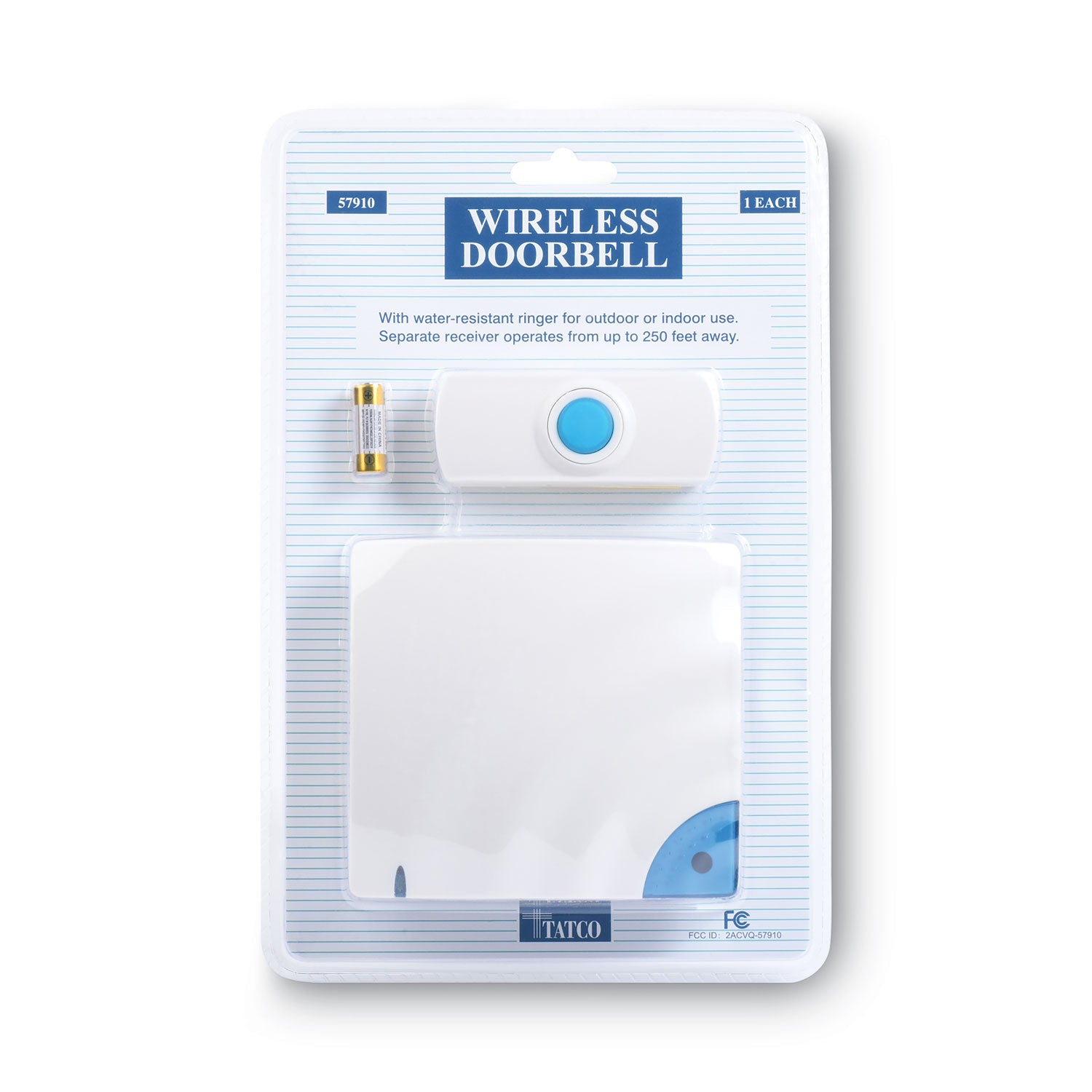 Tatco Wireless Doorbell, Battery Operated, 1.38 x 0.75 x 3.5, Bone (57910)