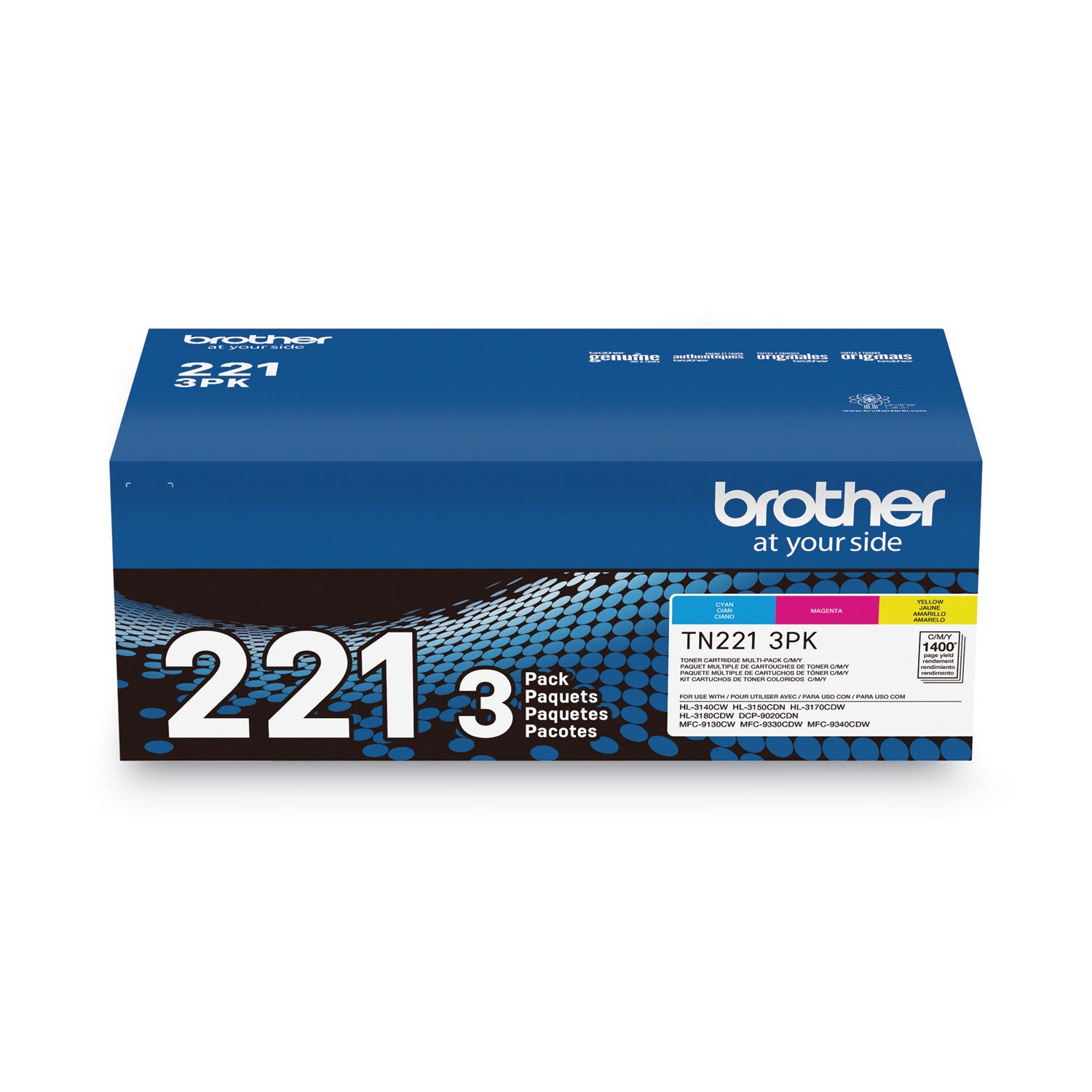 Brother TN2213PK Toner, 1,400 Page-Yield, Cyan/Magenta/Yellow