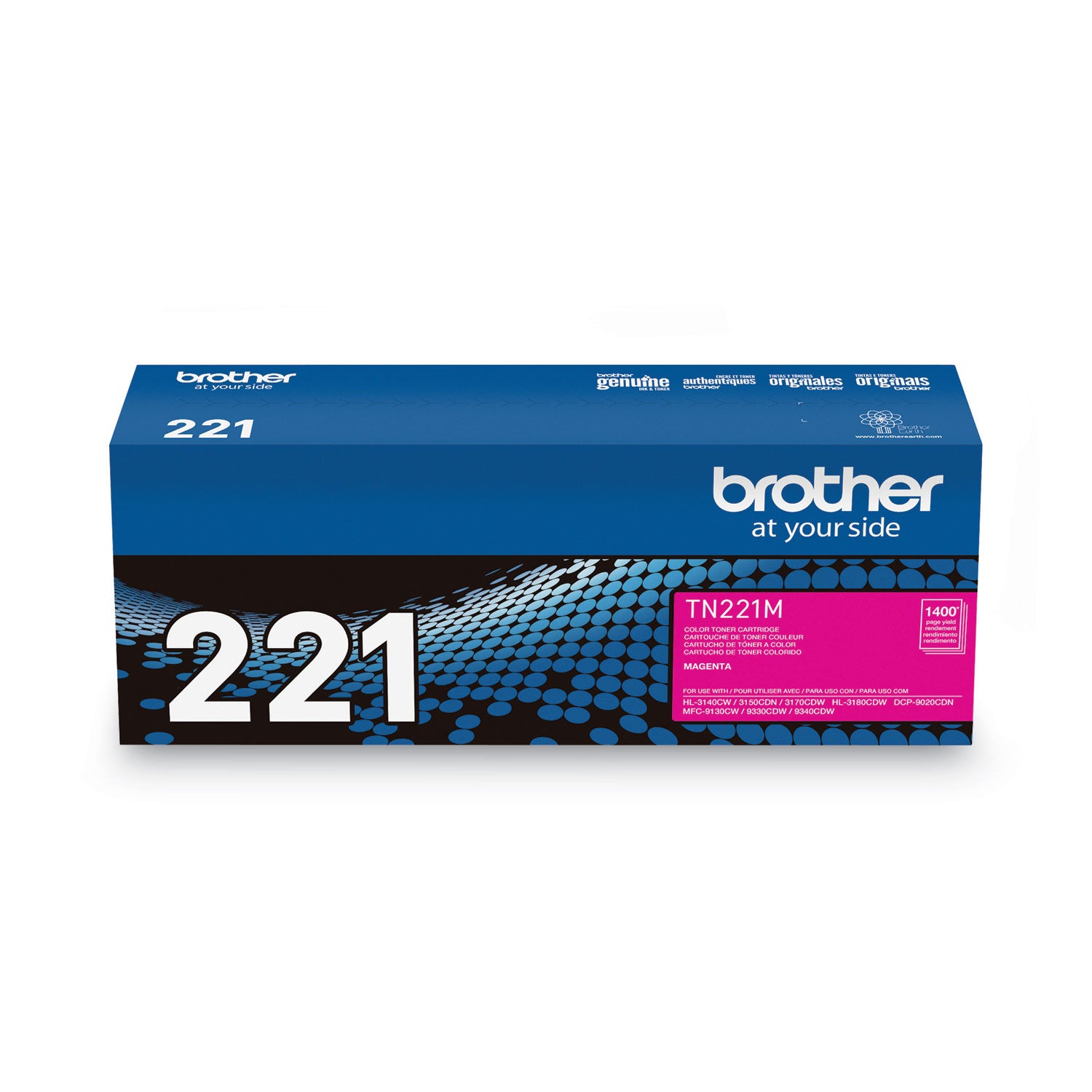 Brother TN221M Toner, 1,400 Page-Yield, Magenta