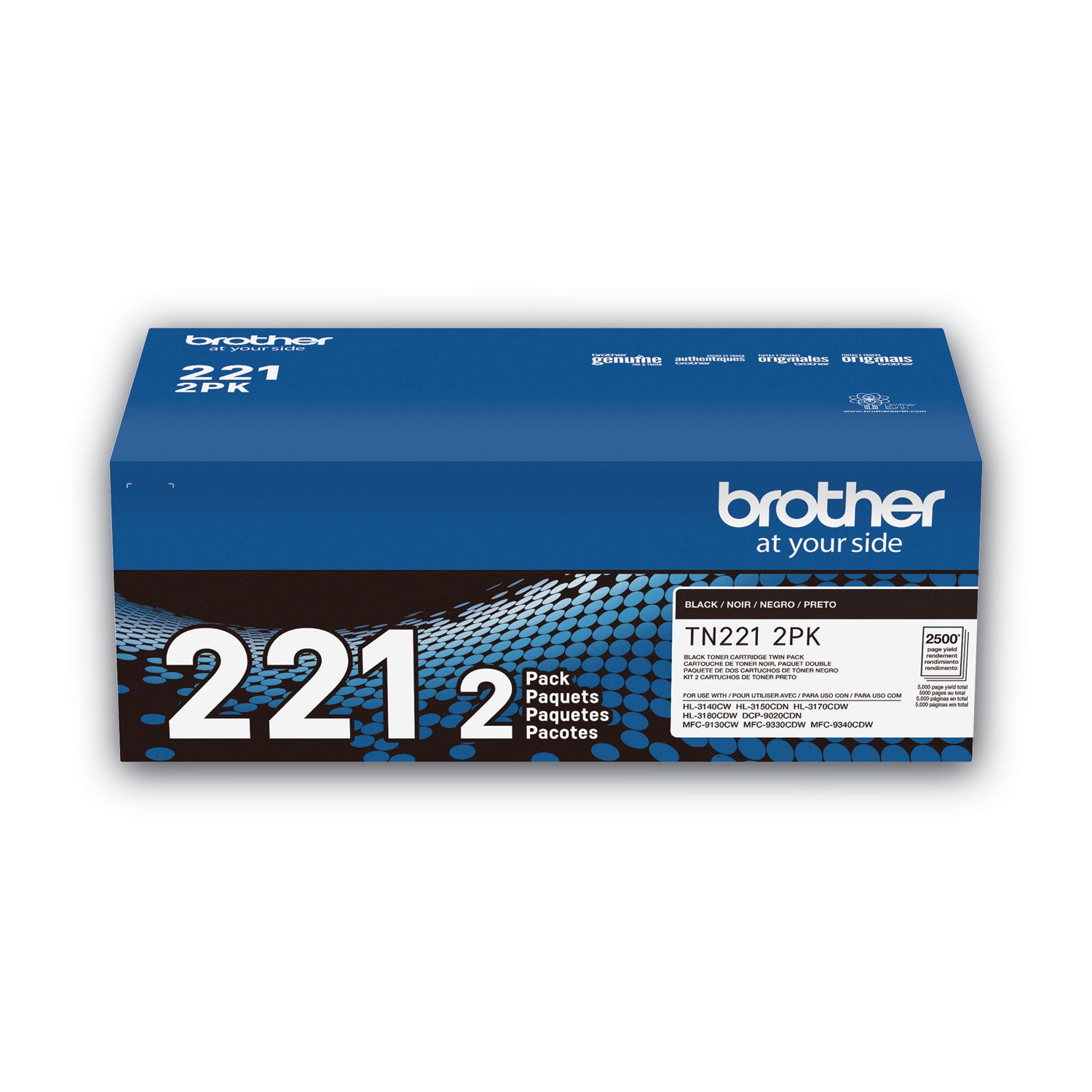 Brother TN2212PK Toner, 2,500 Page-Yield, Black, 2/Pack