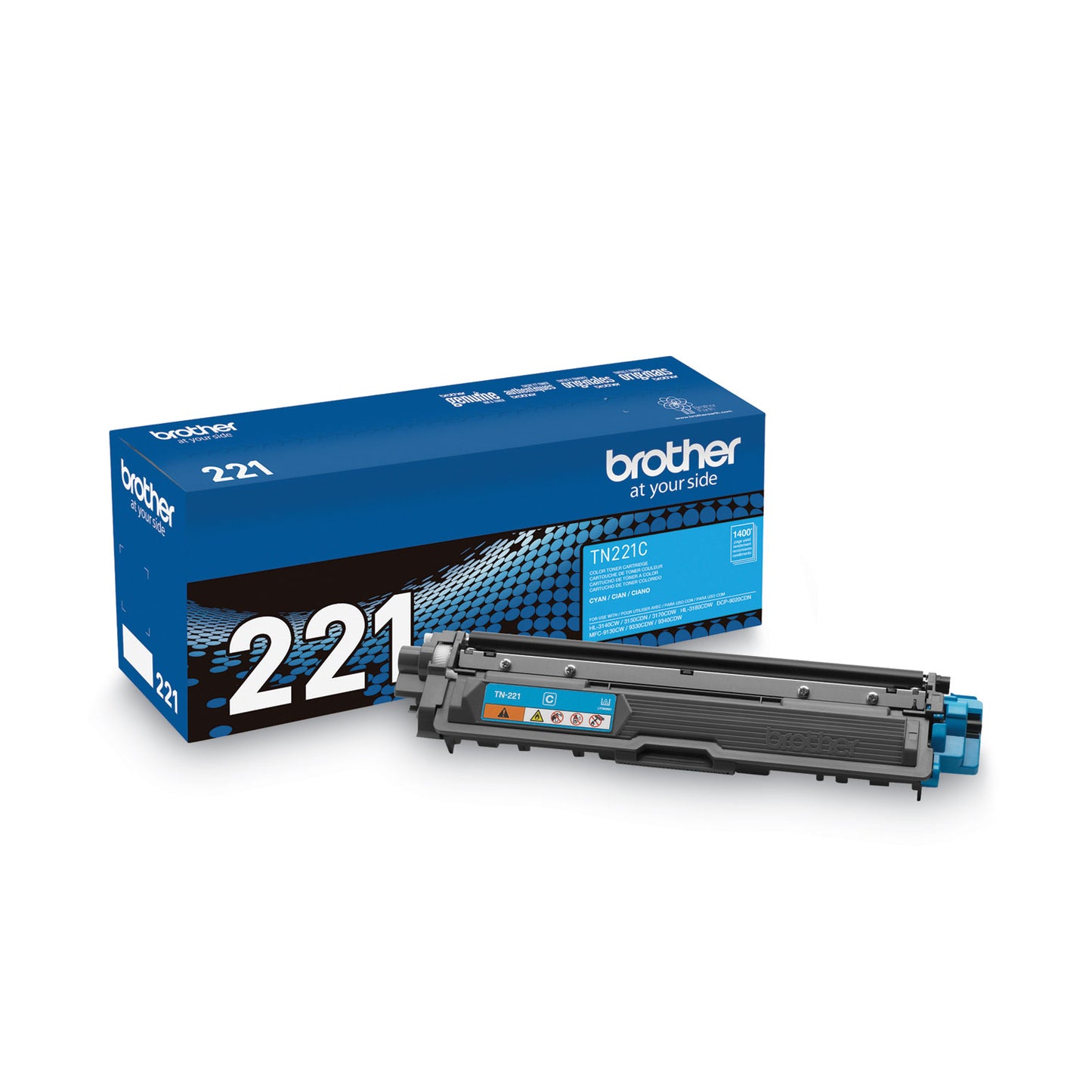 Brother TN221C Toner, 1,400 Page-Yield, Cyan