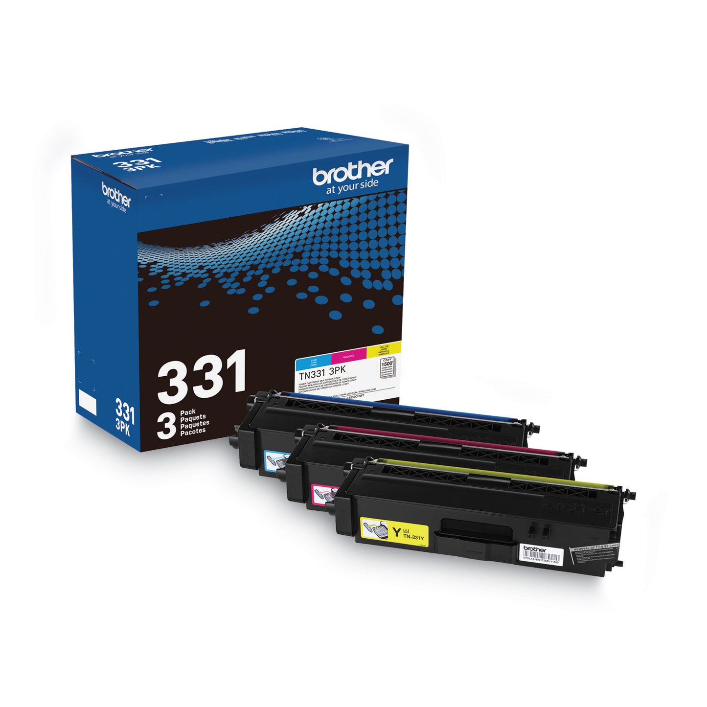 Brother TN3313PK Toner, 1,500 Page-Yield, Cyan/Magenta/Yellow