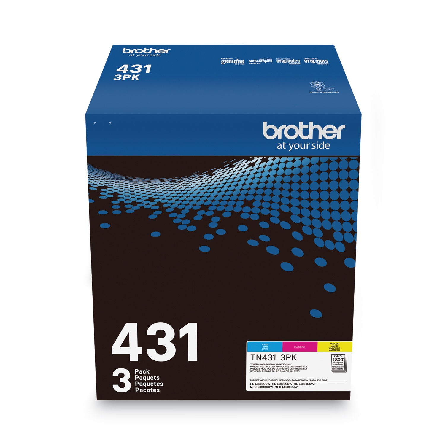 Brother TN4313PK Toner, 1,800 Page-Yield, Cyan/Magenta/Yellow