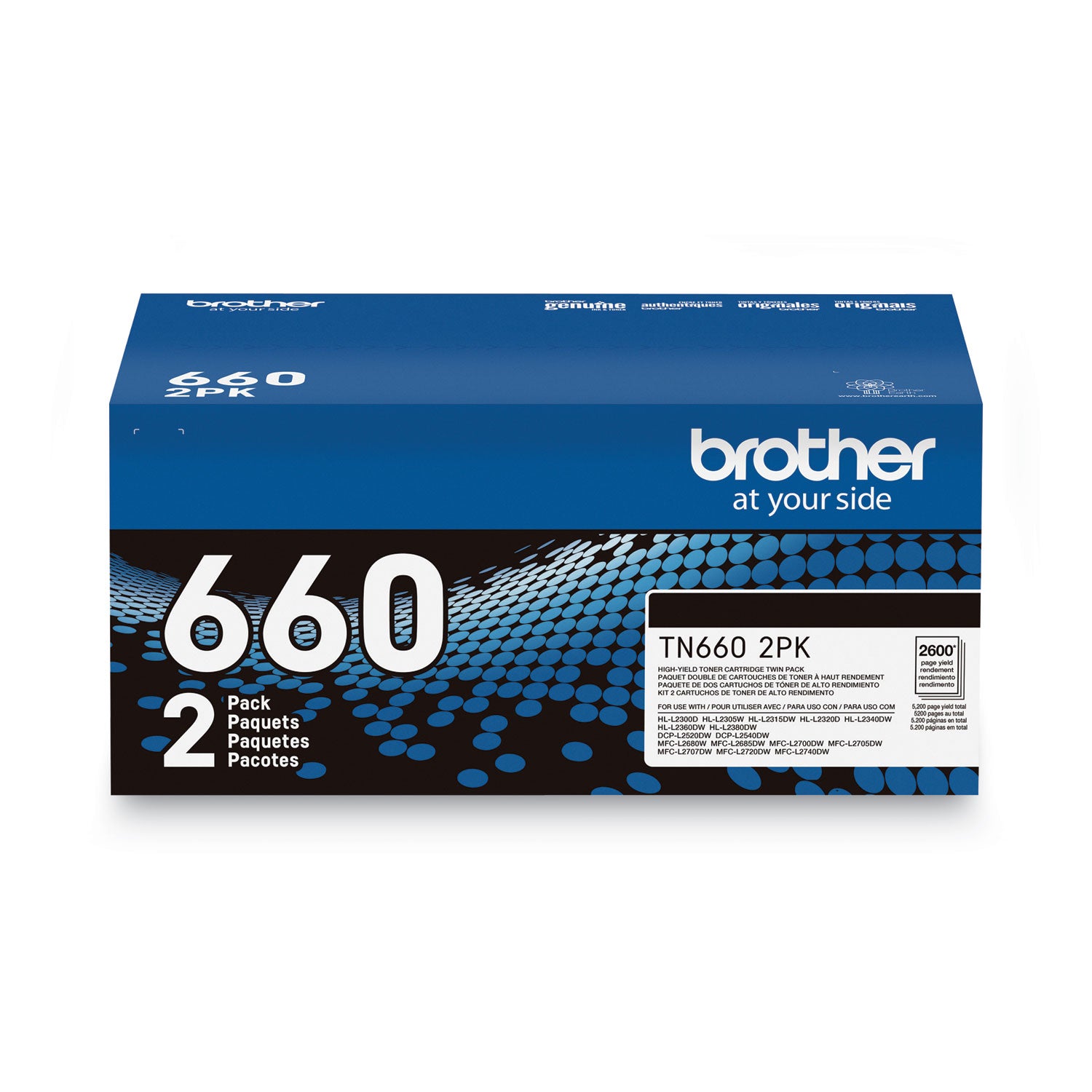 Brother TN6602PK High-Yield Toner, 2,600 Page-Yield, Black, 2/Pack