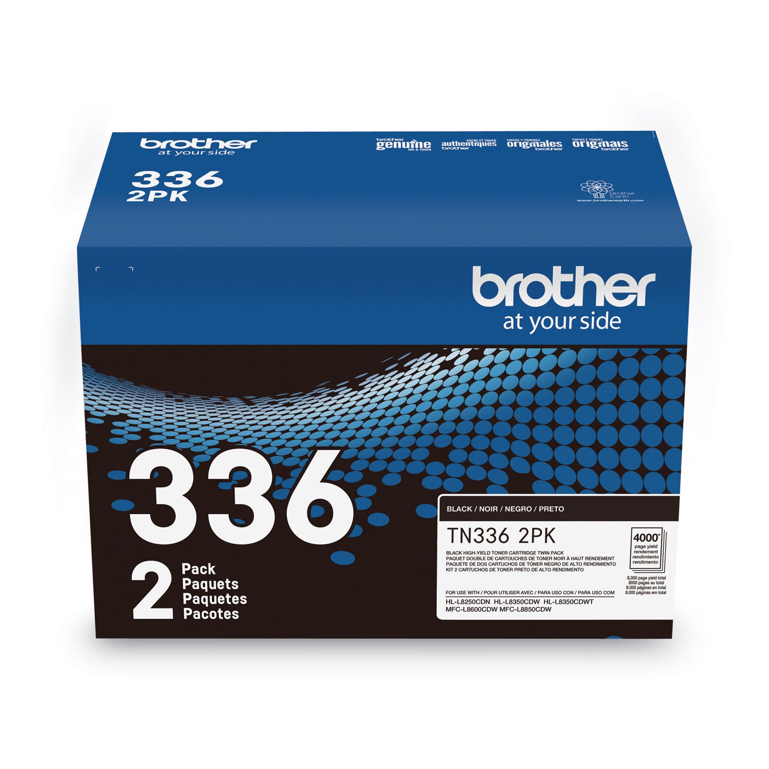 Brother TN3362PK High-Yield Toner, 4,000 Page-Yield, Black, 2/Pack