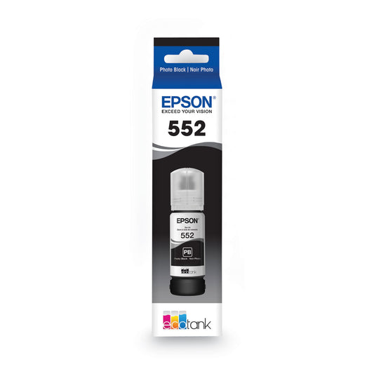 Epson T552120S (T552) Claria High-Yield Ink, 70 mL, Photo Black