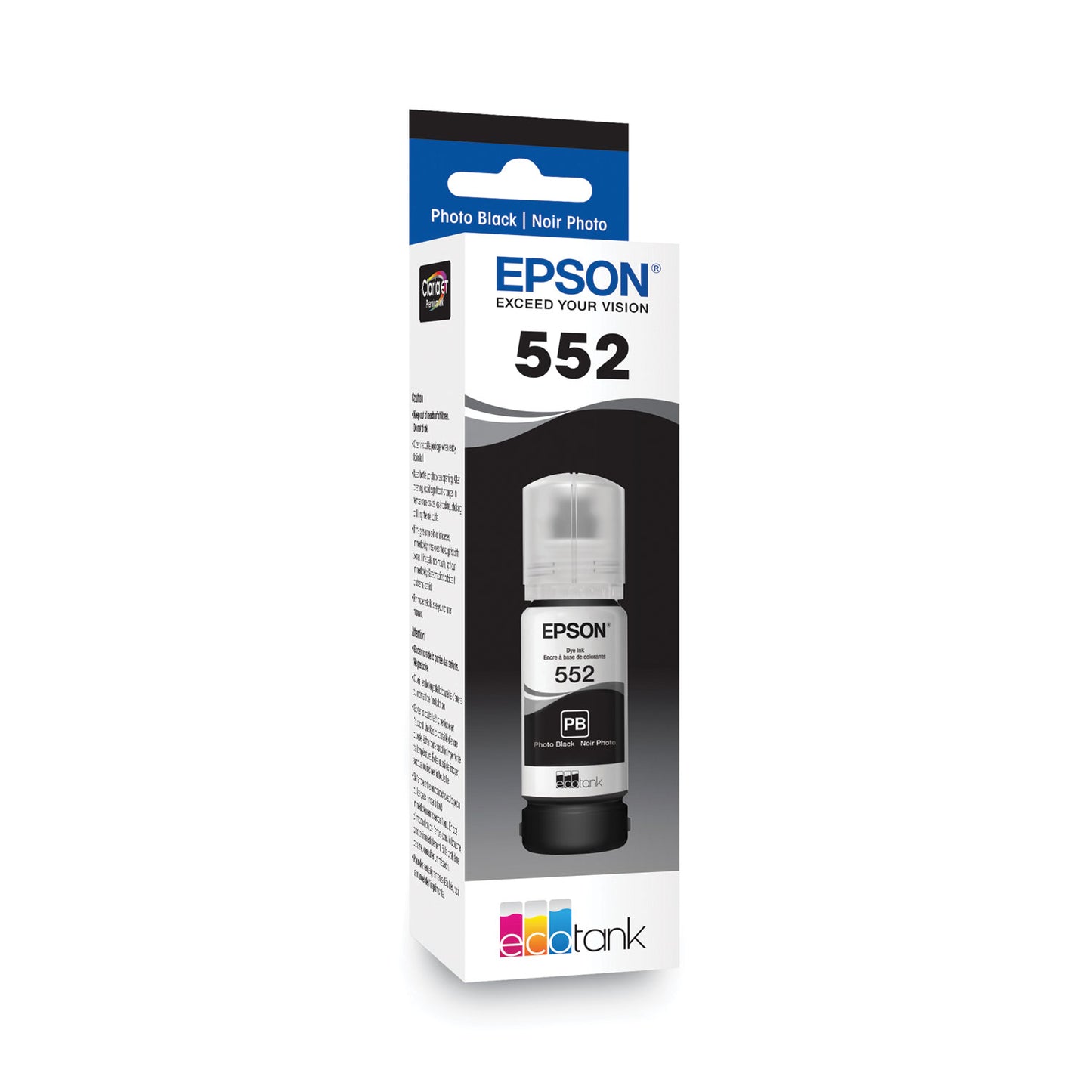 Epson T552120S (T552) Claria High-Yield Ink, 70 mL, Photo Black