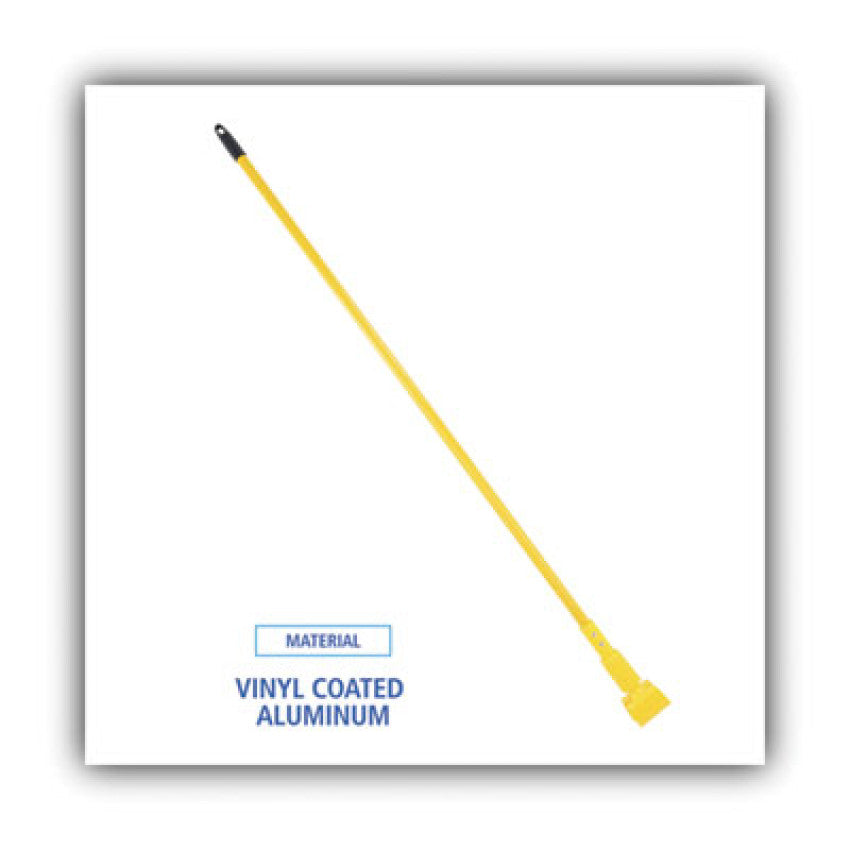 Plastic Jaws Mop Handle for 5 Wide Mop Heads, Aluminum, 1" dia x 60", Yellow