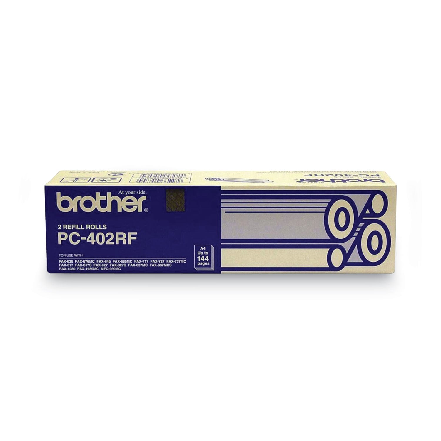 Brother PC-402RF Thermal Transfer Refill Roll, 150 Page-Yield, Black, 2/Pack