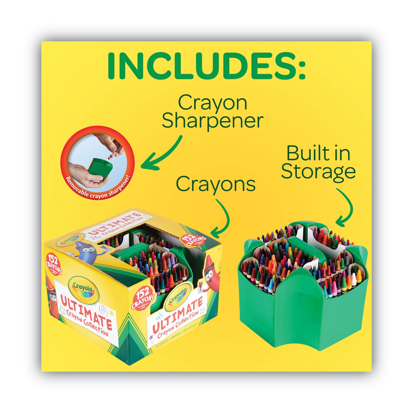 Crayola Ultimate Crayon Case, Sharpener Caddy, 152 Colors (520030)