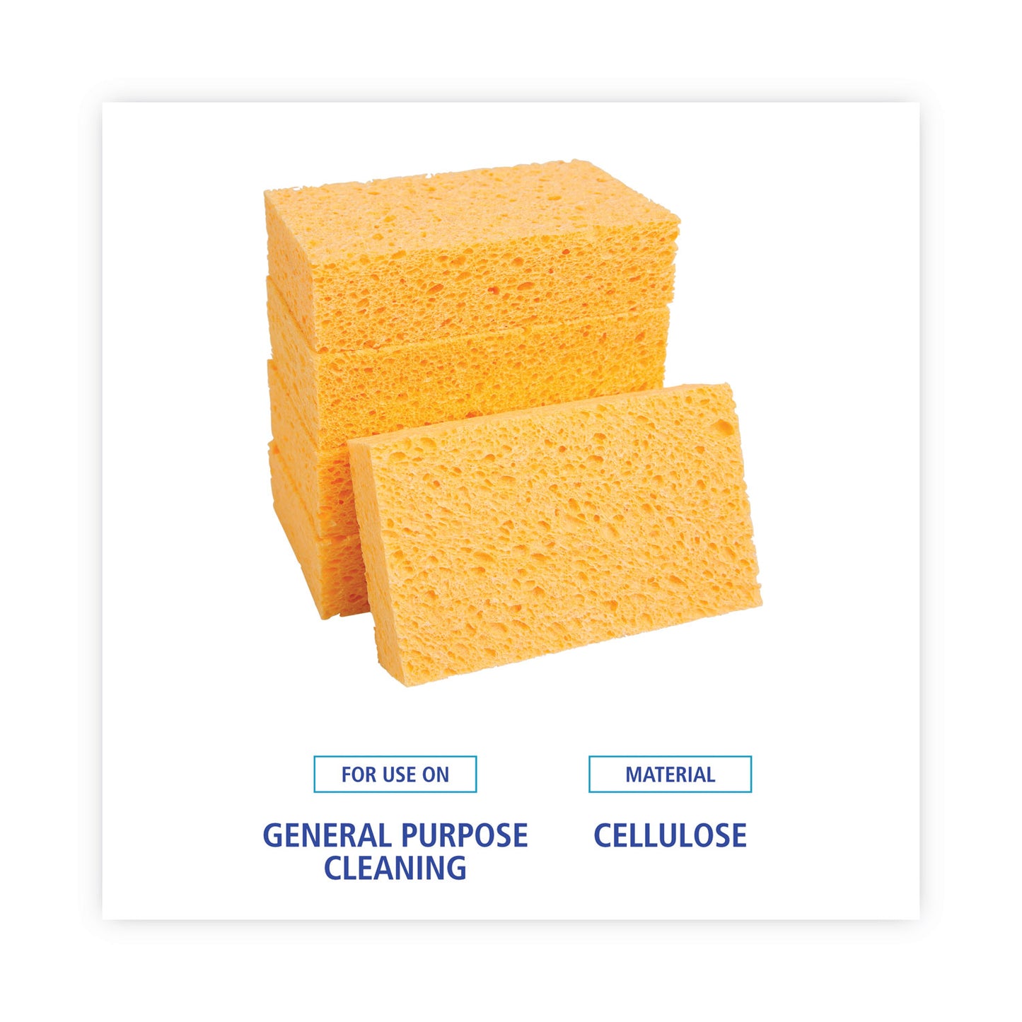 Boardwalk Medium Cellulose Sponge, 3.67 x 6.08, 1.55" Thick, Yellow, 24/Carton (CS2)