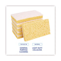 Boardwalk Scrubbing Sponge, Light Duty, 3.6 x 6.1, 0.7" Thick, Yellow/White, Individually Wrapped, 20/Carton (16320)