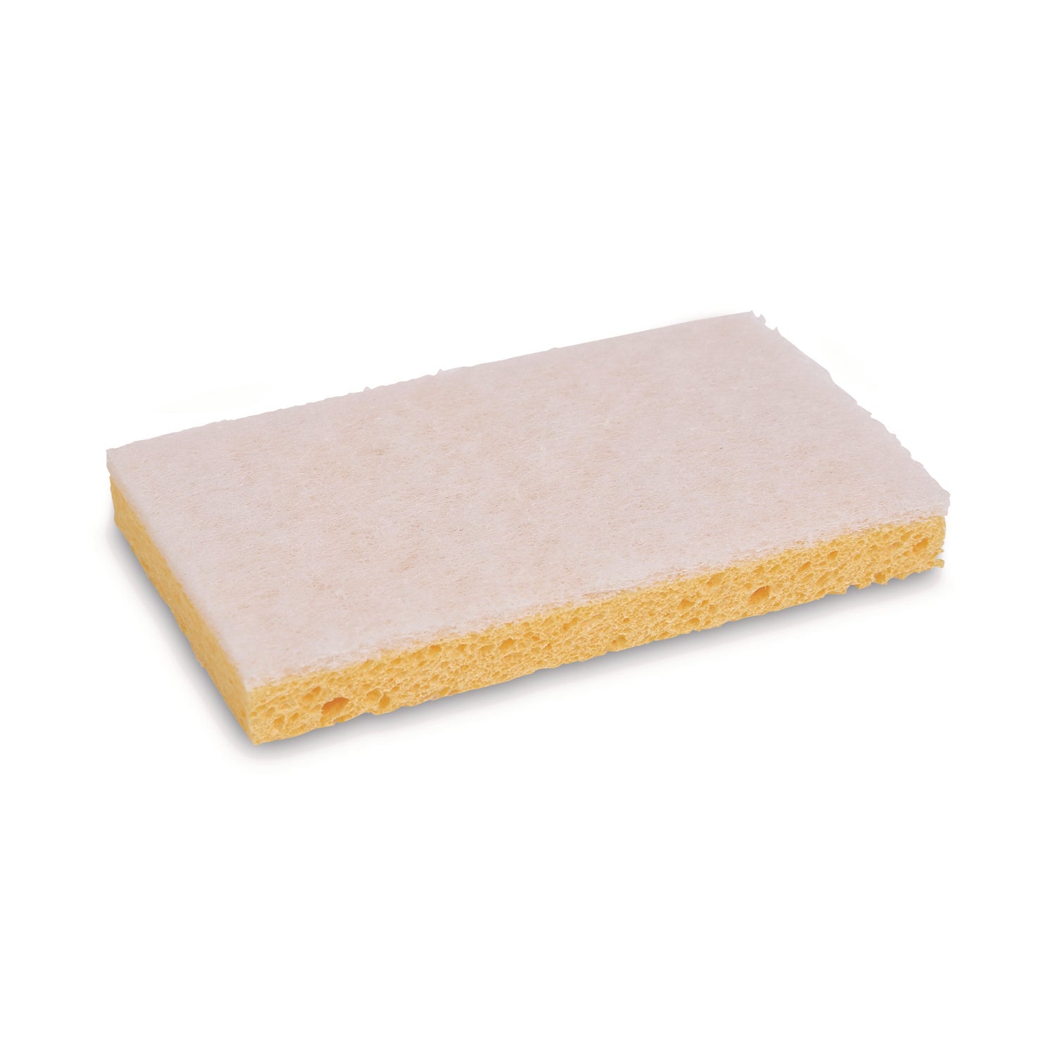 Boardwalk Scrubbing Sponge, Light Duty, 3.6 x 6.1, 0.7" Thick, Yellow/White, Individually Wrapped, 20/Carton (16320)