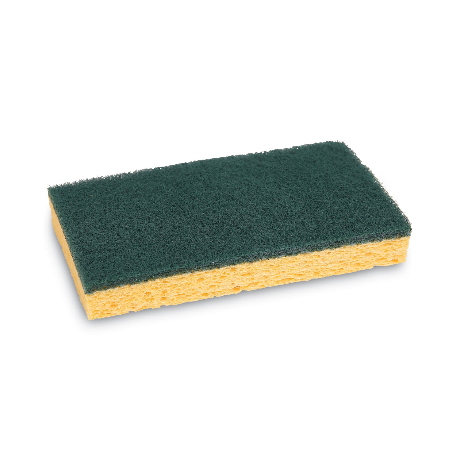 Boardwalk Scrubbing Sponge, Medium Duty, 3.6 x 6.1, 0.75" Thick, Yellow/Green, Individually Wrapped, 20/Carton (174)