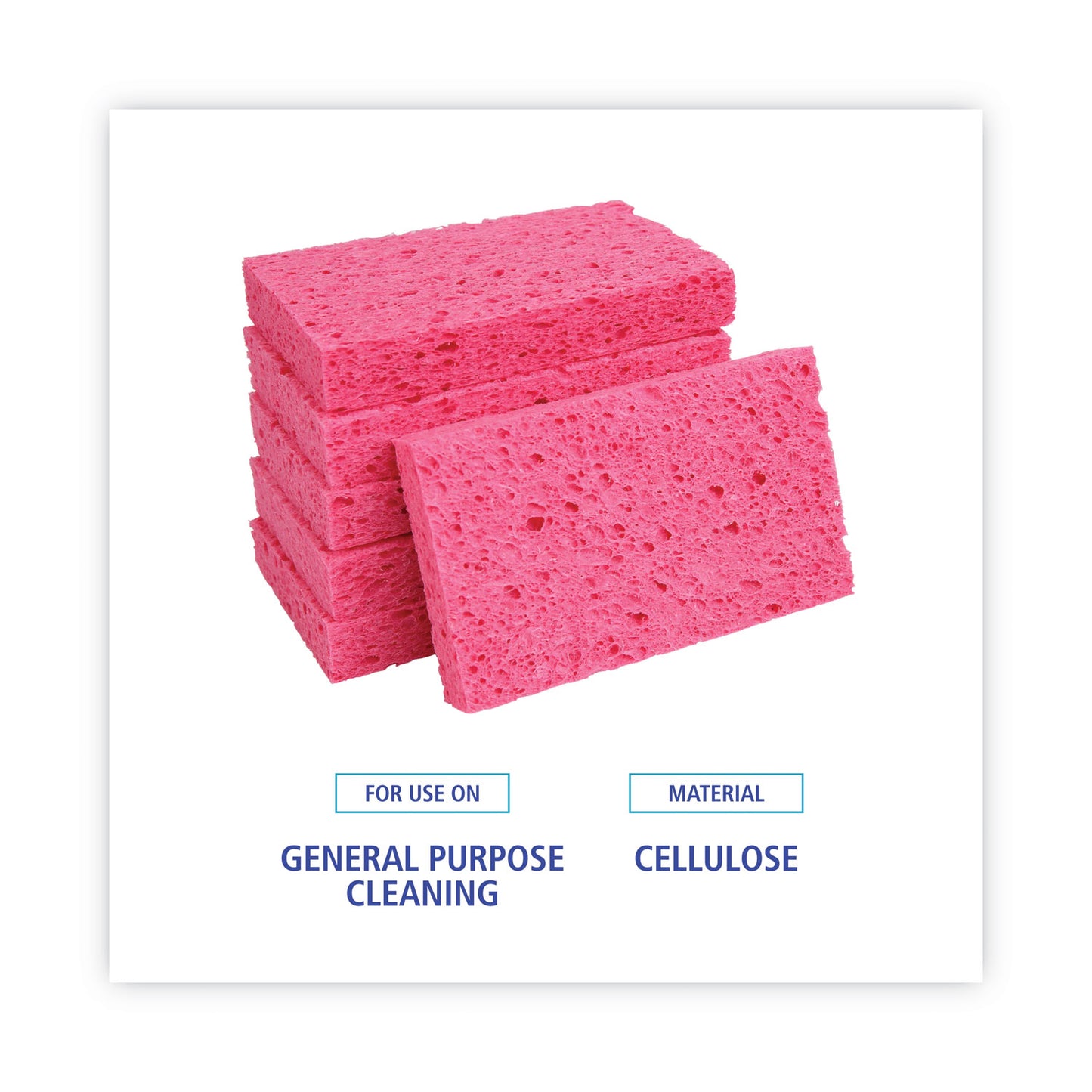 Boardwalk Small Cellulose Sponge, 3.6 x 6.5, 0.9" Thick, Pink, 2/Pack, 24 Packs/Carton (CS1A)