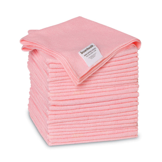 Boardwalk Microfiber Cleaning Cloths, 16 x 16, Pink, 24/Pack (16PINCLOTHV2)