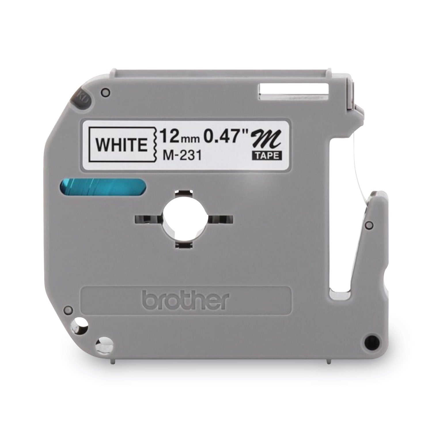 Brother M Series Tape Cartridges for P-Touch Labelers, 0.47" x 26.2 ft, Black on White, 2/Pack (M2312PK)