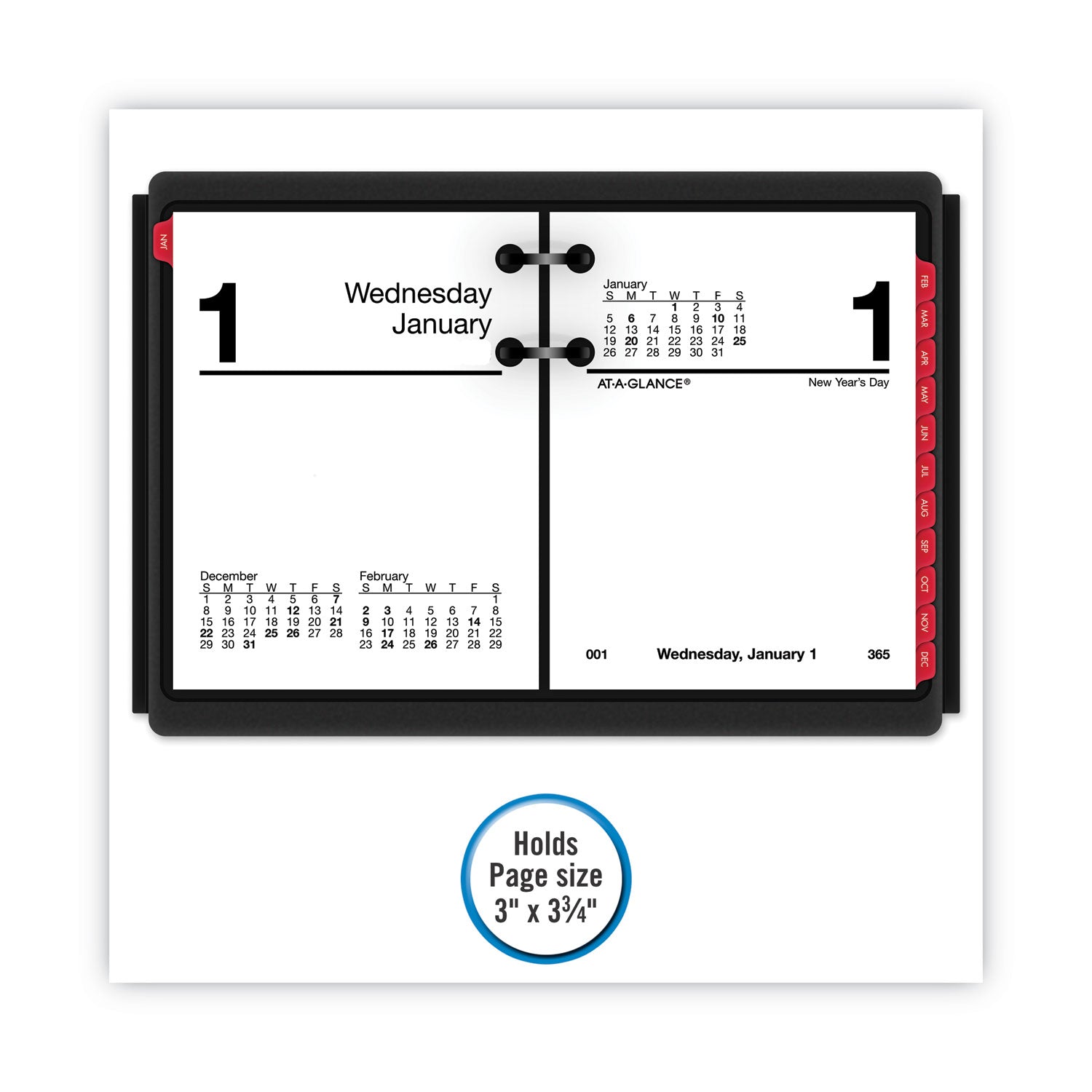 AT-A-GLANCE Desk Calendar Base for Loose-Leaf Refill, 3 x 3.75, Black (E1900)