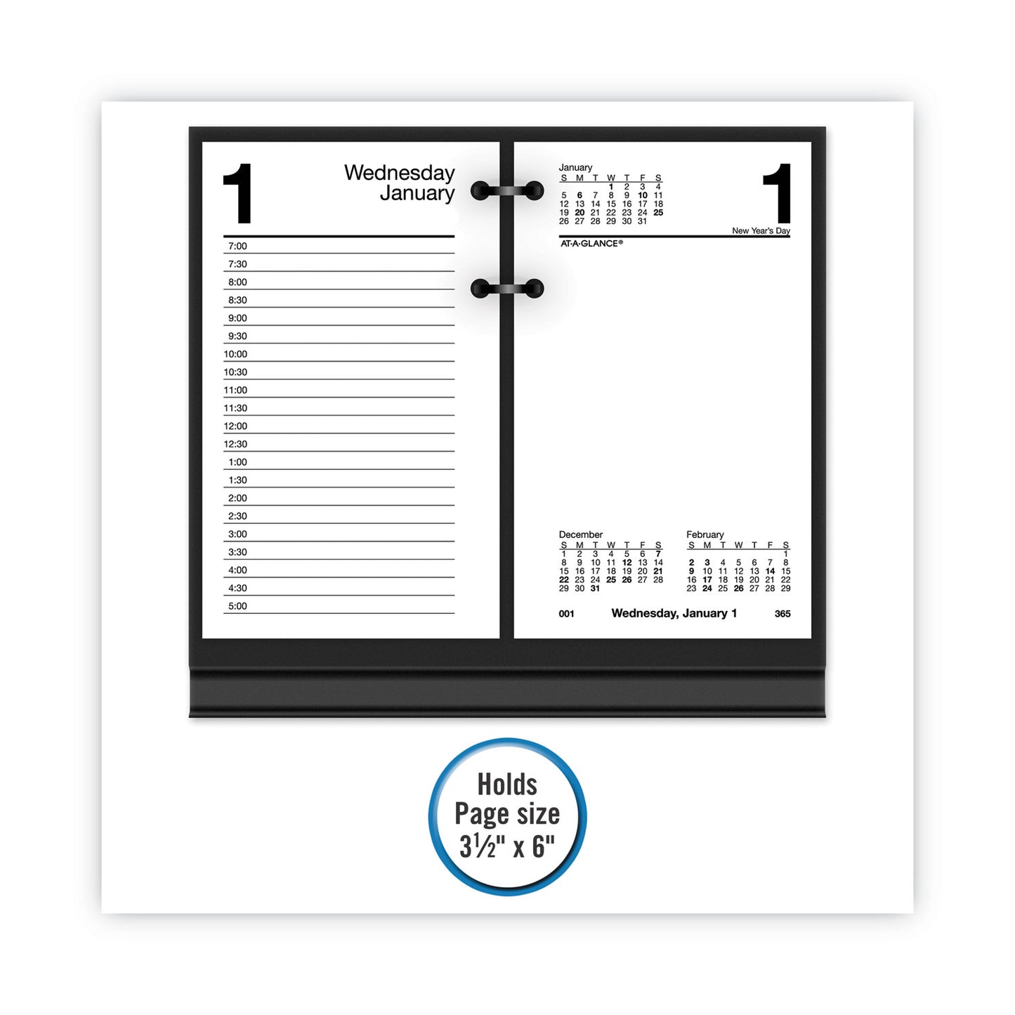 AT-A-GLANCE Desk Calendar Base for Loose-Leaf Refill, 3.5 x 6, Black (E1700)